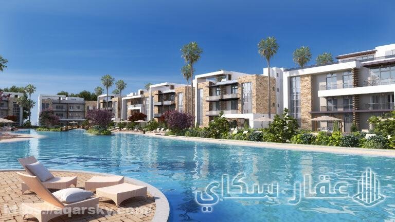 شاليه بحديقة للبيع في أروما العين السخنة بإطلالة رائعة