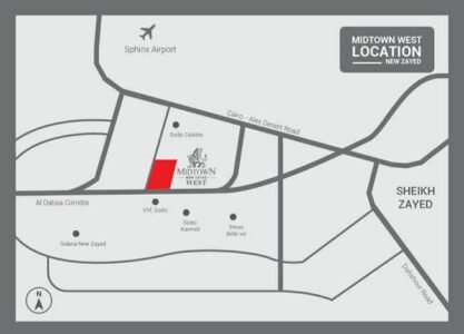 موقع كمبوند ميدتاون زايد الجديدة New Zayed كمبوند ميدتاون زايد الجديدة Midtown New Zayed